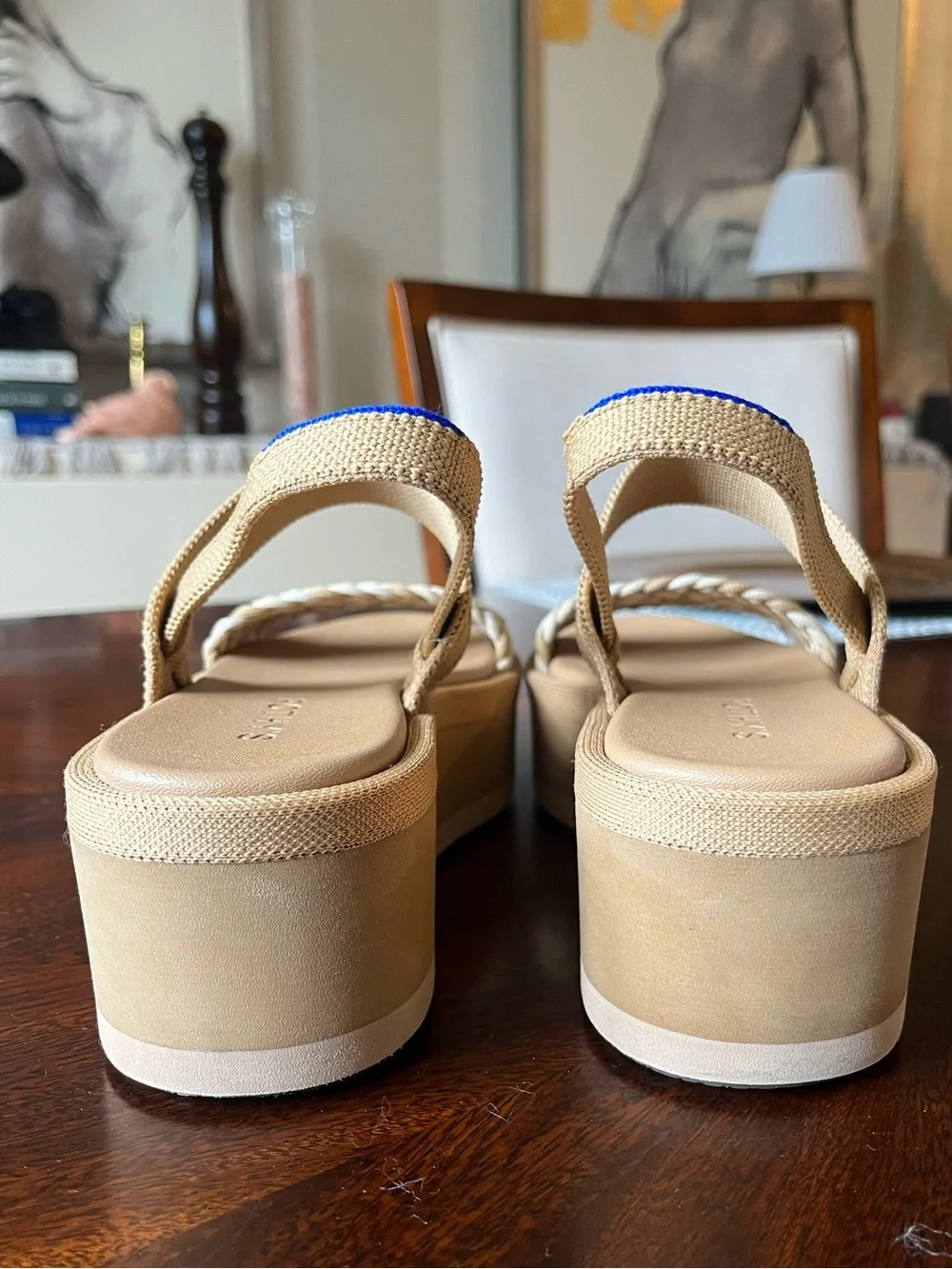 Rothy's Braided Platform Sandals in Tan